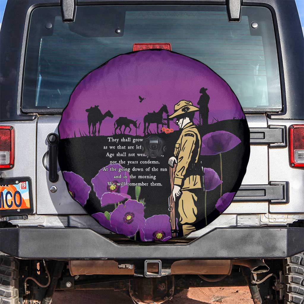 ANZAC Soldier and War Animals Spare Tire Cover We Will Remember Them LT15 Purple - Polynesian Pride