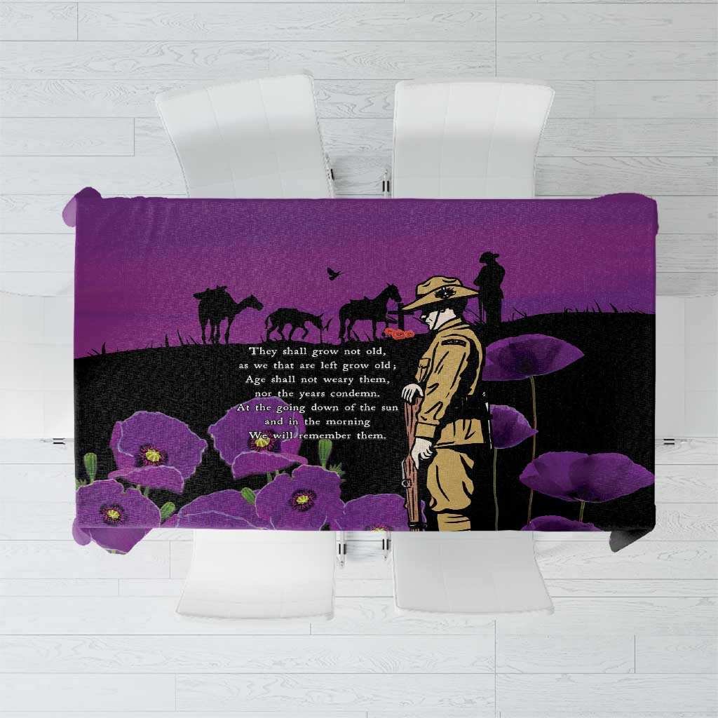 ANZAC Soldier and War Animals Tablecloth We Will Remember Them LT15 Purple - Polynesian Pride