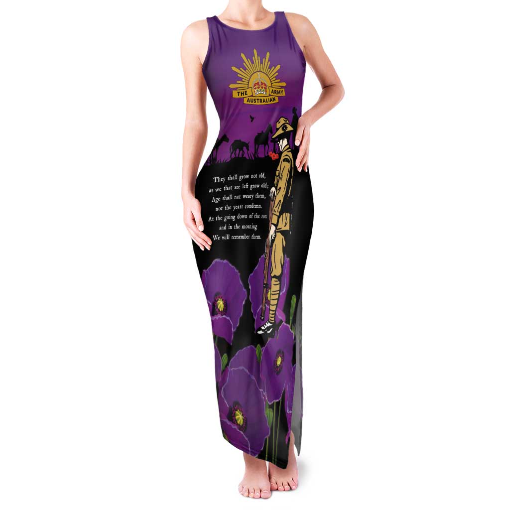 ANZAC Soldier and War Animals Tank Maxi Dress We Will Remember Them LT15 Women Purple - Polynesian Pride