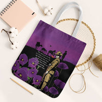 ANZAC Soldier and War Animals Tote Bag We Will Remember Them LT15 White Strap One Size Purple - Polynesian Pride