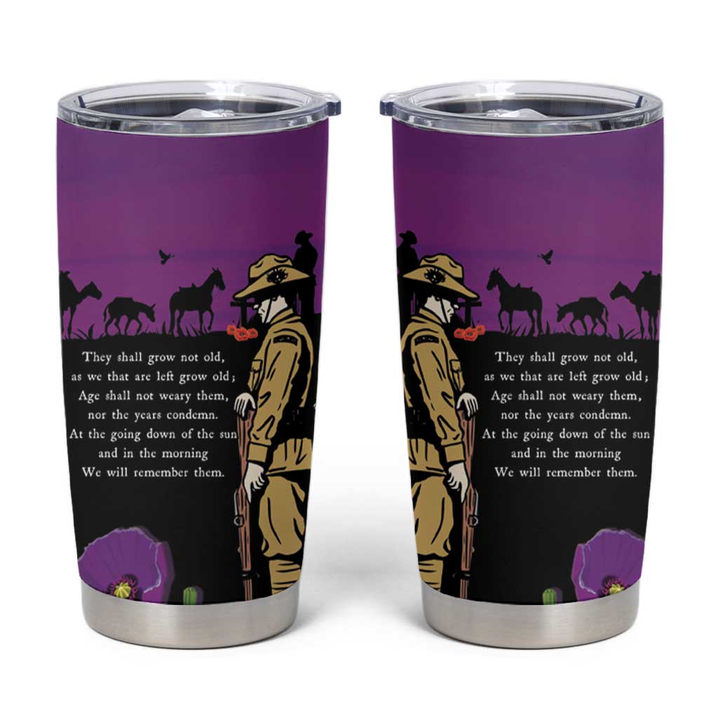 ANZAC Soldier and War Animals Tumbler Cup We Will Remember Them LT15 Purple - Polynesian Pride