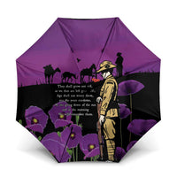ANZAC Soldier and War Animals Umbrella We Will Remember Them LT15 One Size Folded 11.42 inch Opened Diameter 37.4 inch Purple - Polynesian Pride