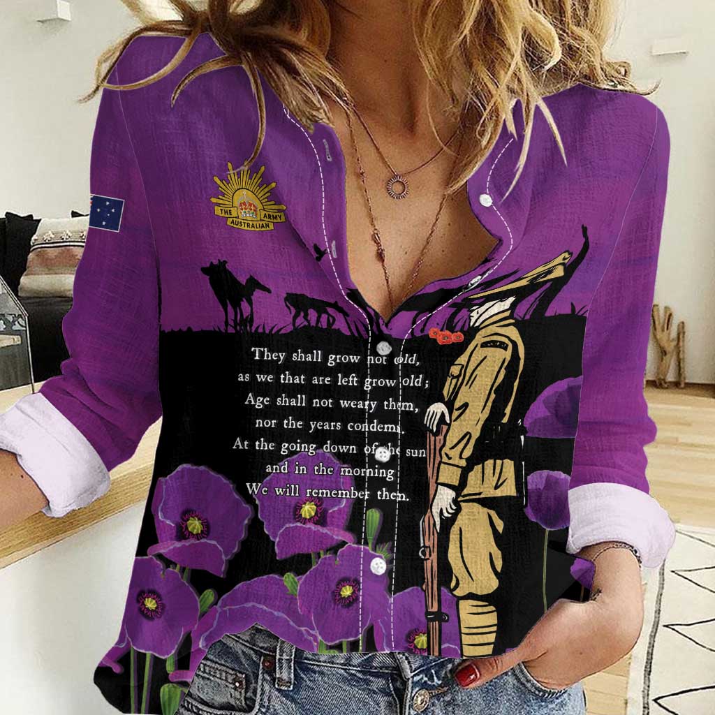 ANZAC Soldier and War Animals Women Casual Shirt We Will Remember Them