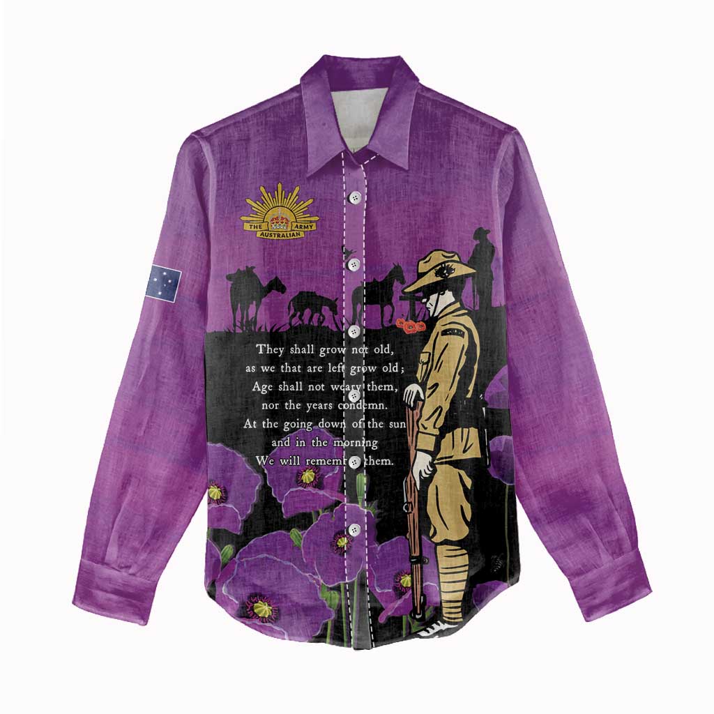 ANZAC Soldier and War Animals Women Casual Shirt We Will Remember Them
