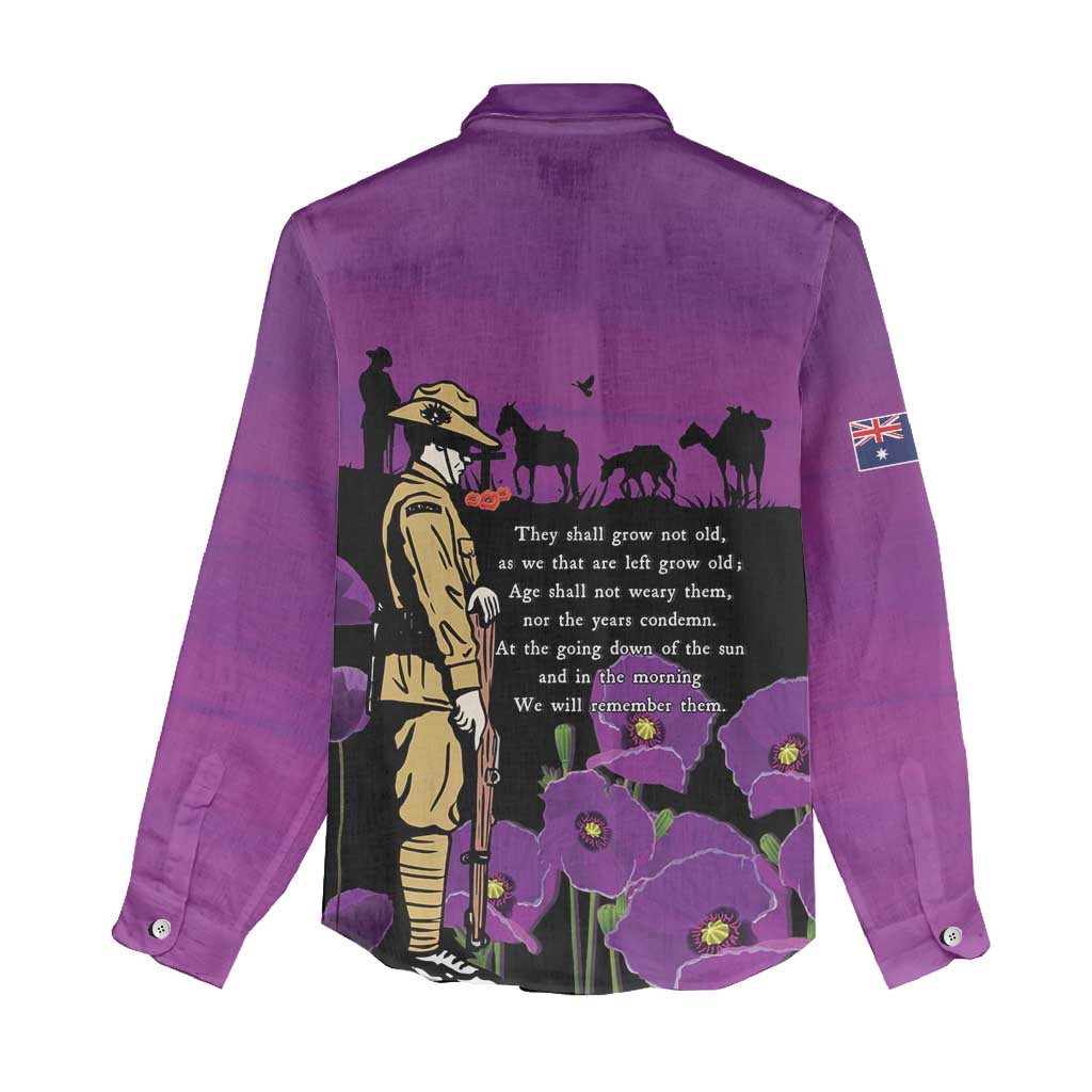 ANZAC Soldier and War Animals Women Casual Shirt We Will Remember Them