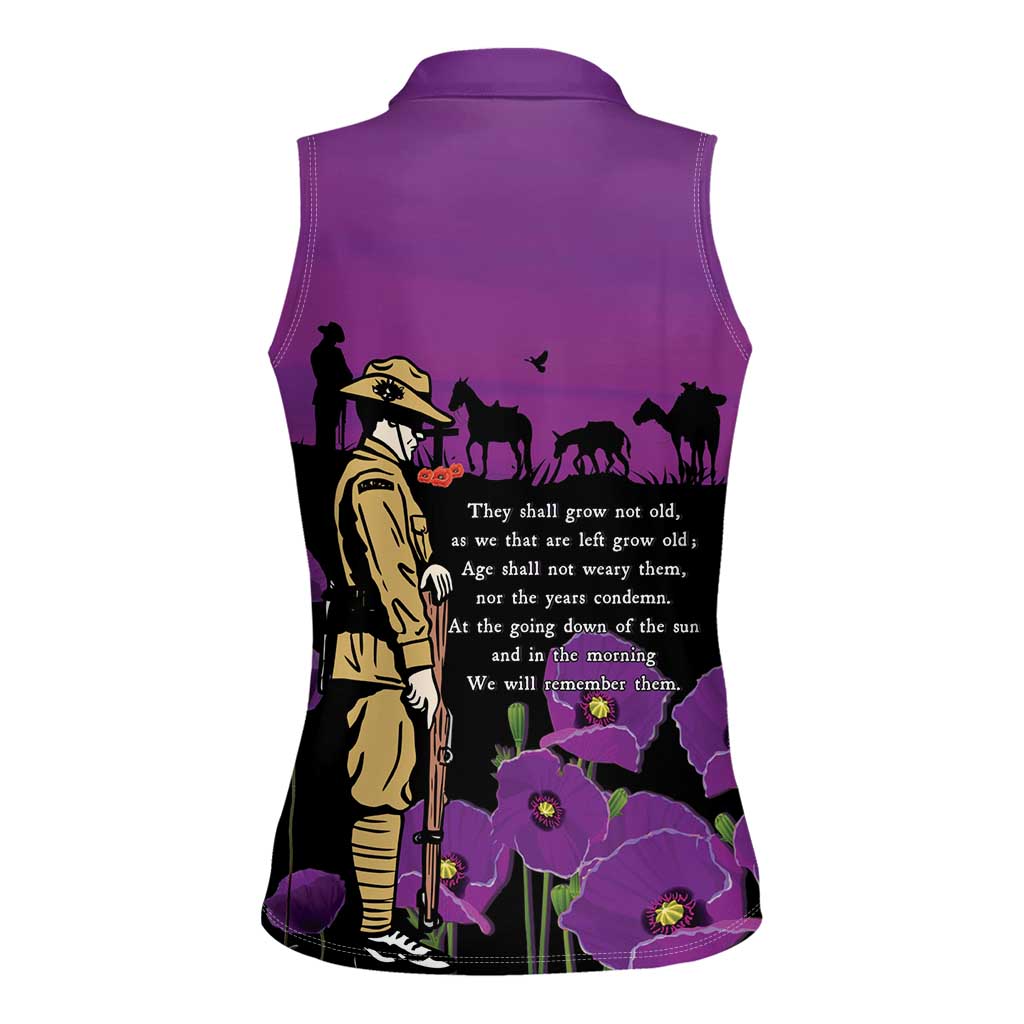 ANZAC Soldier and War Animals Women Sleeveless Polo Shirt We Will Remember Them LT15 - Polynesian Pride