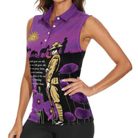 ANZAC Soldier and War Animals Women Sleeveless Polo Shirt We Will Remember Them LT15 - Polynesian Pride