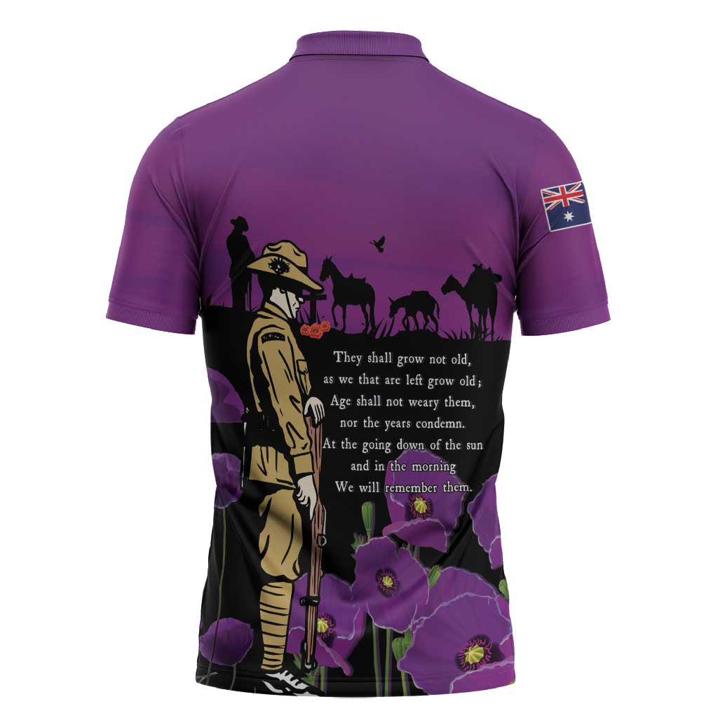 ANZAC Soldier and War Animals Zipper Polo Shirt We Will Remember Them LT15 - Polynesian Pride