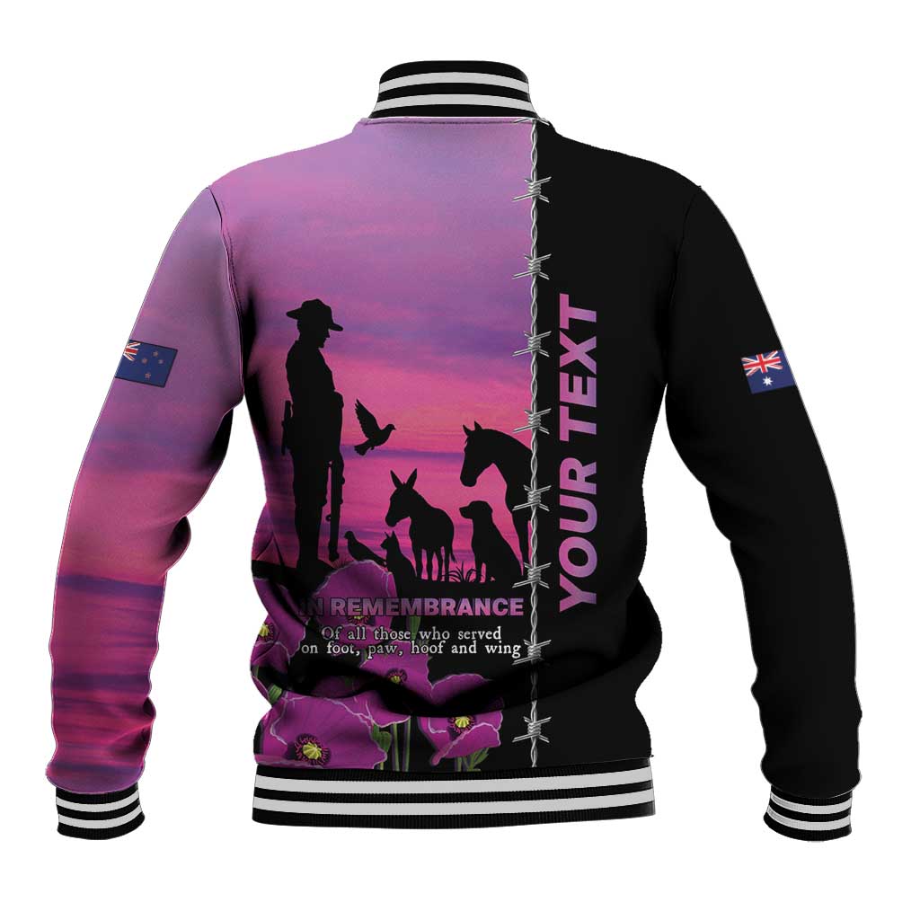 Personalised ANZAC War Animals Baseball Jacket Lest We Forget Memorial LT15 - Polynesian Pride