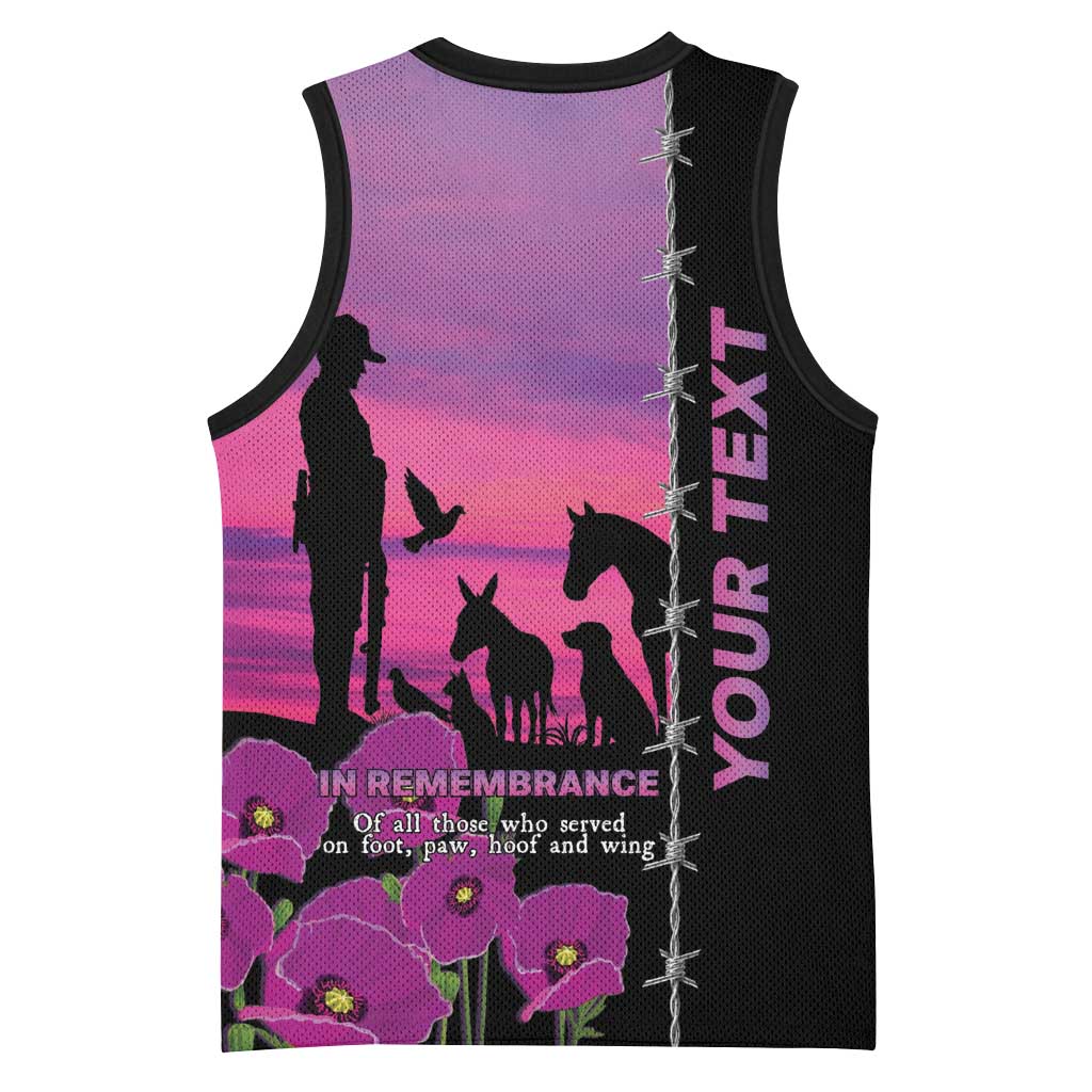 Personalised ANZAC War Animals Basketball Jersey Lest We Forget Memorial LT15 - Polynesian Pride