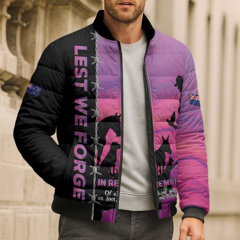 Personalised ANZAC War Animals Bomber Puffer Jacket Lest We Forget Memorial LT15 - Polynesian Pride