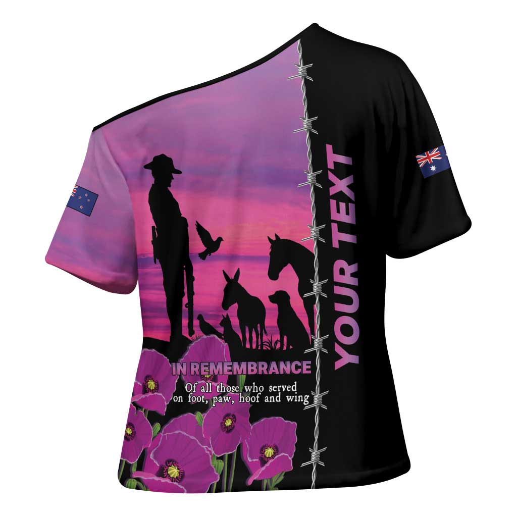 Personalised ANZAC War Animals Cross Shoulder Shirt Lest We Forget Memorial LT15 - Polynesian Pride