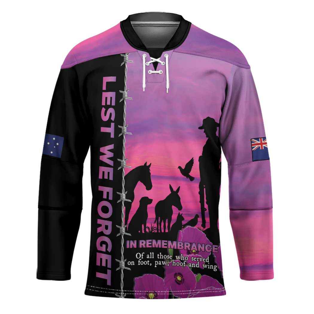 Personalised ANZAC War Animals Hockey Jersey Lest We Forget Memorial LT15 Unisex Purple - Polynesian Pride