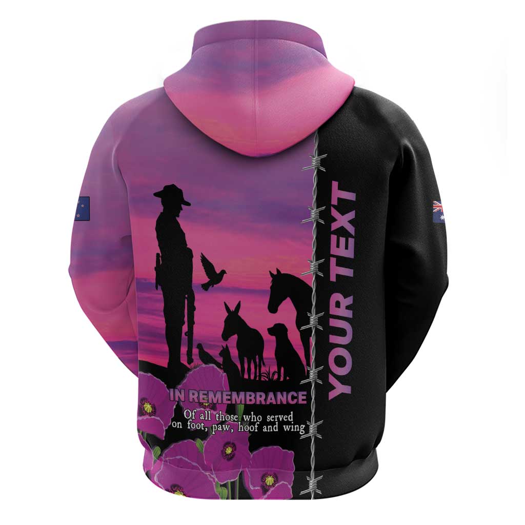 Personalised ANZAC War Animals Hoodie Lest We Forget Memorial LT15 - Polynesian Pride