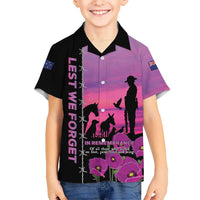 Personalised ANZAC War Animals Kid Hawaiian Shirt Lest We Forget Memorial LT15 Kid Purple - Polynesian Pride