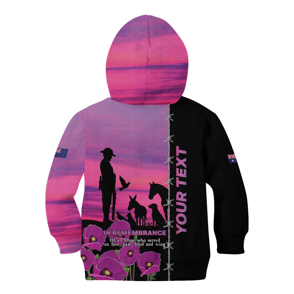 Personalised ANZAC War Animals Kid Hoodie Lest We Forget Memorial LT15 - Polynesian Pride