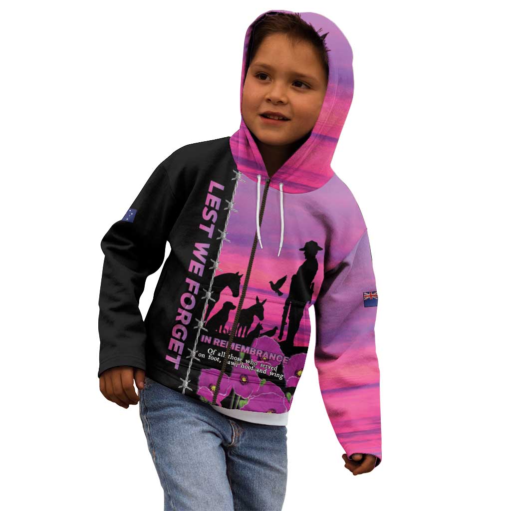 Personalised ANZAC War Animals Kid Hoodie Lest We Forget Memorial LT15 - Polynesian Pride