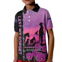Personalised ANZAC War Animals Kid Polo Shirt Lest We Forget Memorial LT15 Kid Purple - Polynesian Pride