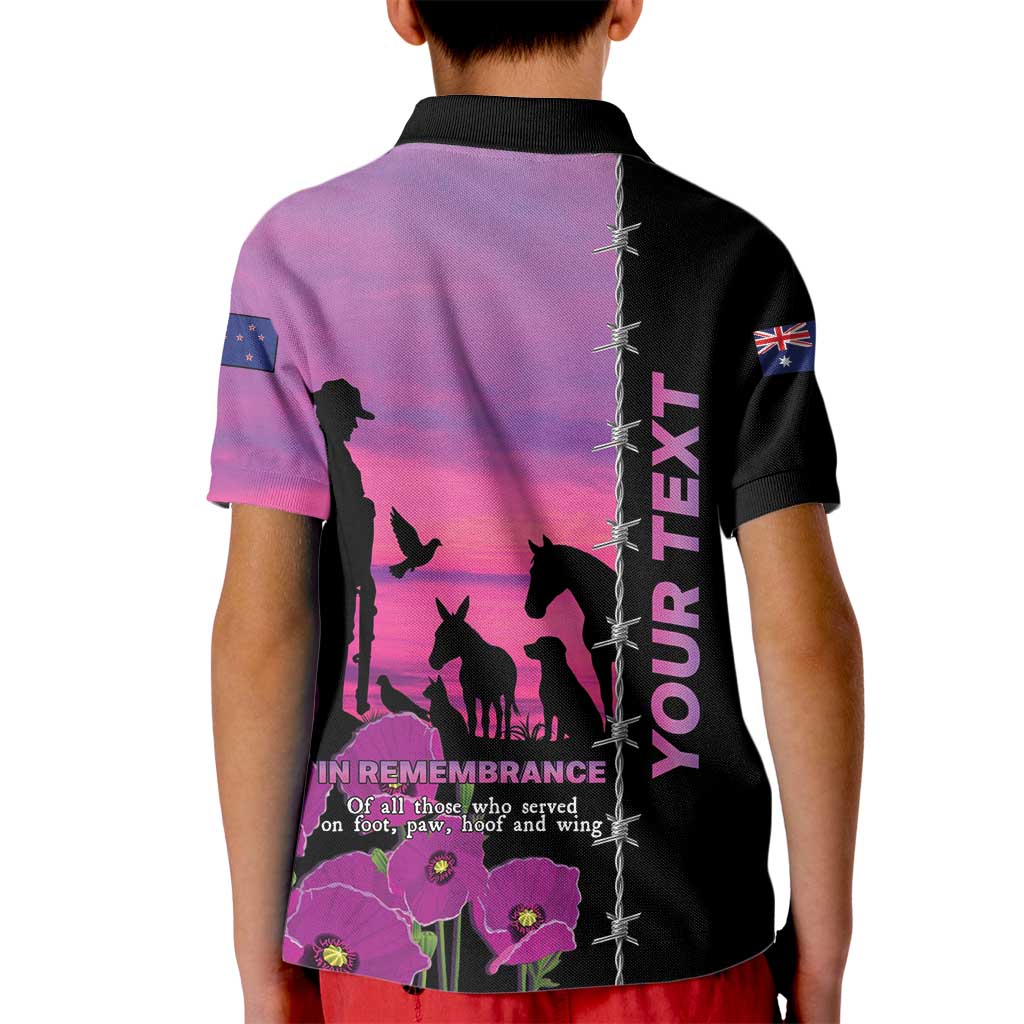 Personalised ANZAC War Animals Kid Polo Shirt Lest We Forget Memorial LT15 - Polynesian Pride