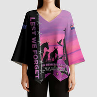 Personalised ANZAC War Animals Kimono Sleeve Blouse Lest We Forget Memorial LT15 - Polynesian Pride