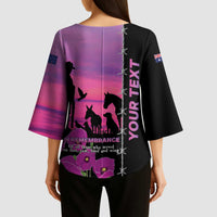 Personalised ANZAC War Animals Kimono Sleeve Blouse Lest We Forget Memorial LT15 - Polynesian Pride