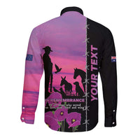 Personalised ANZAC War Animals Long Sleeve Button Shirt Lest We Forget Memorial LT15 - Polynesian Pride