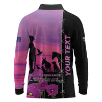 Personalised ANZAC War Animals Long Sleeve Polo Shirt Lest We Forget Memorial LT15 - Polynesian Pride