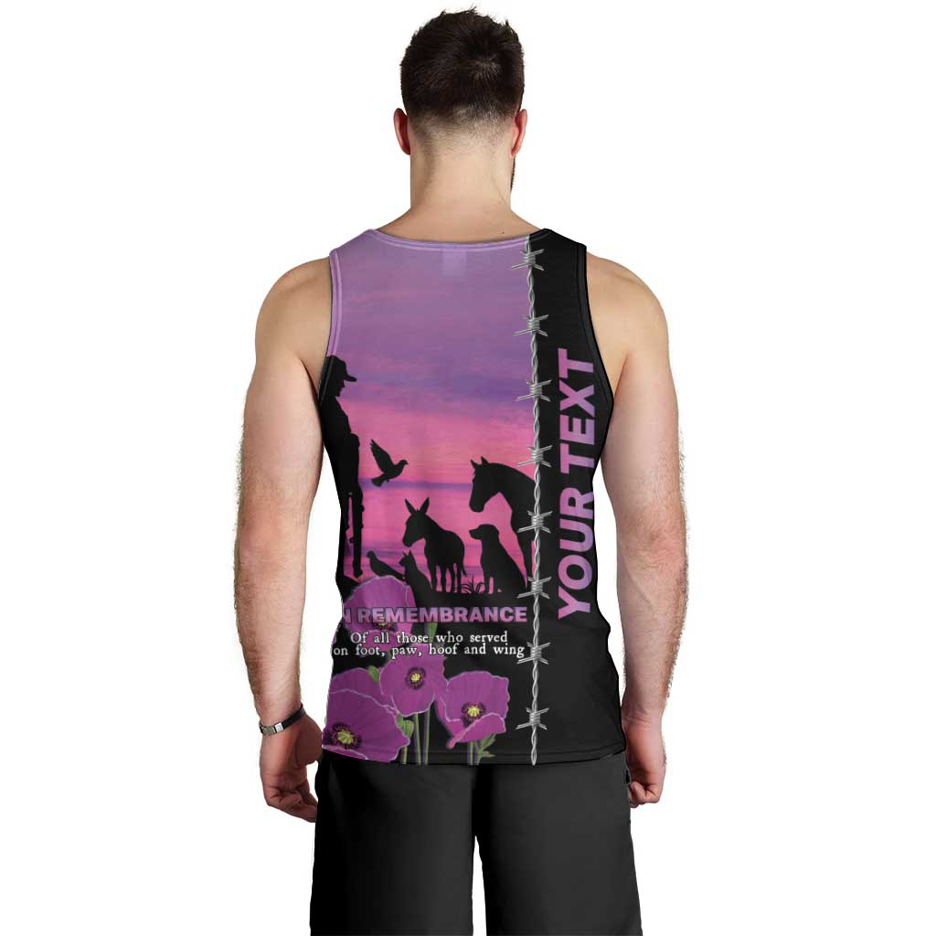 Personalised ANZAC War Animals Men Tank Top Lest We Forget Memorial LT15 - Polynesian Pride