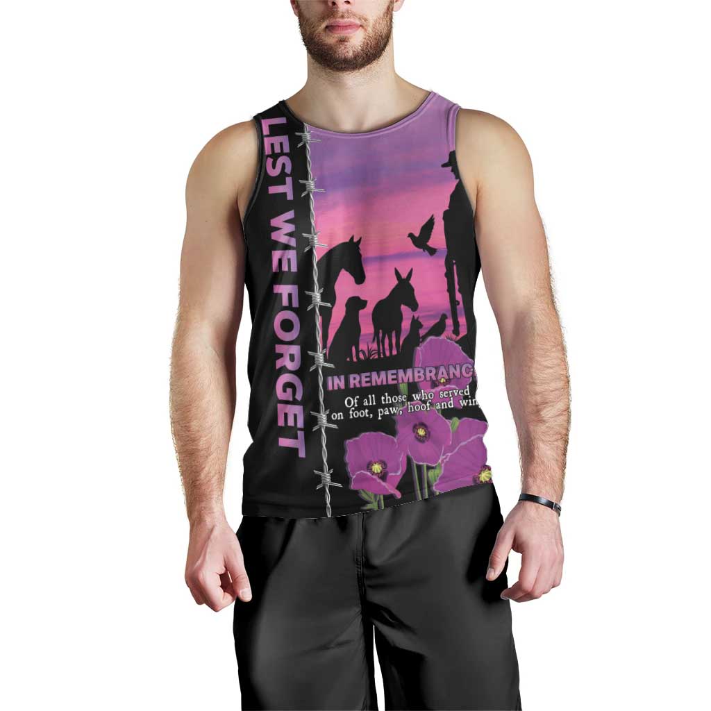 Personalised ANZAC War Animals Men Tank Top Lest We Forget Memorial LT15 - Polynesian Pride