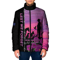 Personalised ANZAC War Animals Padded Jacket Lest We Forget Memorial LT15 Men Purple - Polynesian Pride