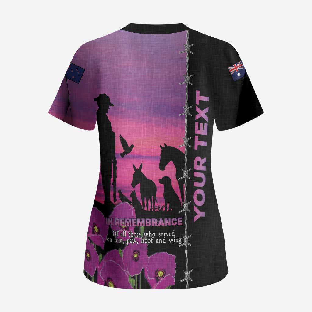 Personalised ANZAC War Animals Scrub Top Lest We Forget Memorial LT15 - Polynesian Pride