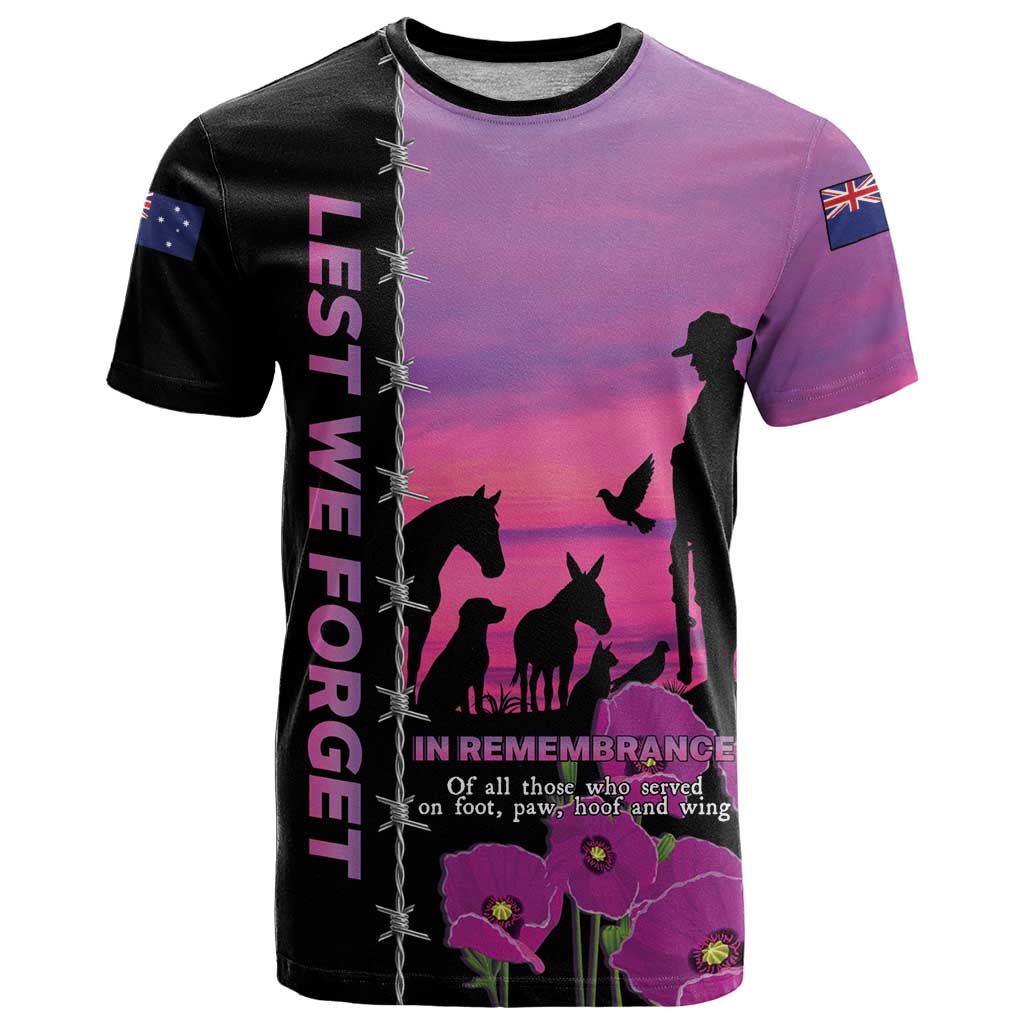 Personalised ANZAC War Animals T Shirt Lest We Forget Memorial