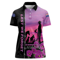 Personalised ANZAC War Animals Women Polo Shirt Lest We Forget Memorial LT15 Female Purple - Polynesian Pride