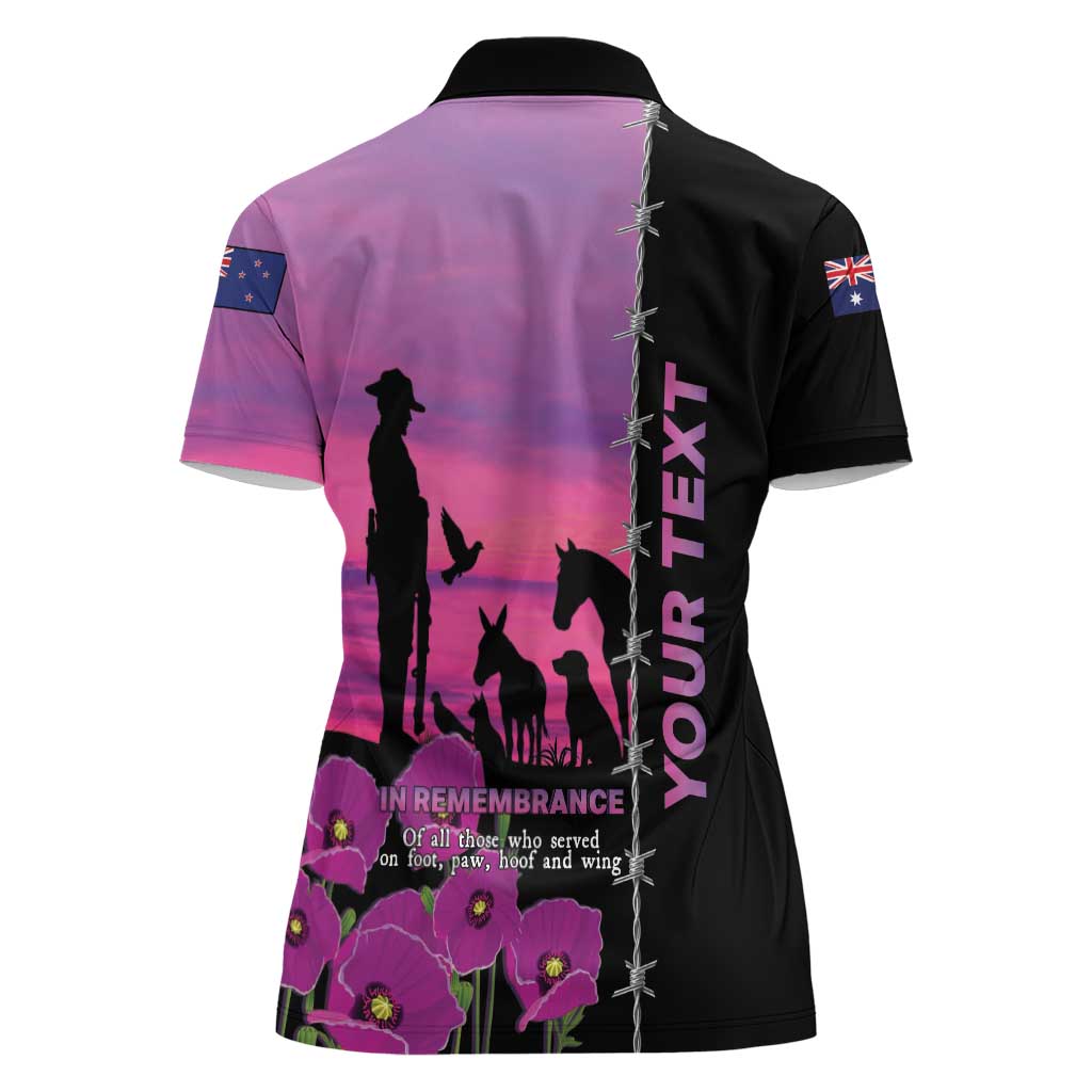 Personalised ANZAC War Animals Women Polo Shirt Lest We Forget Memorial LT15 - Polynesian Pride