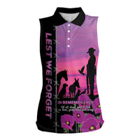 Personalised ANZAC War Animals Women Sleeveless Polo Shirt Lest We Forget Memorial LT15 Female Purple - Polynesian Pride