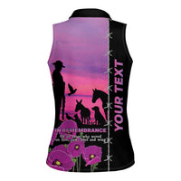 Personalised ANZAC War Animals Women Sleeveless Polo Shirt Lest We Forget Memorial LT15 - Polynesian Pride