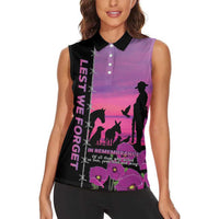 Personalised ANZAC War Animals Women Sleeveless Polo Shirt Lest We Forget Memorial LT15 - Polynesian Pride
