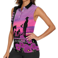 Personalised ANZAC War Animals Women Sleeveless Polo Shirt Lest We Forget Memorial LT15 - Polynesian Pride