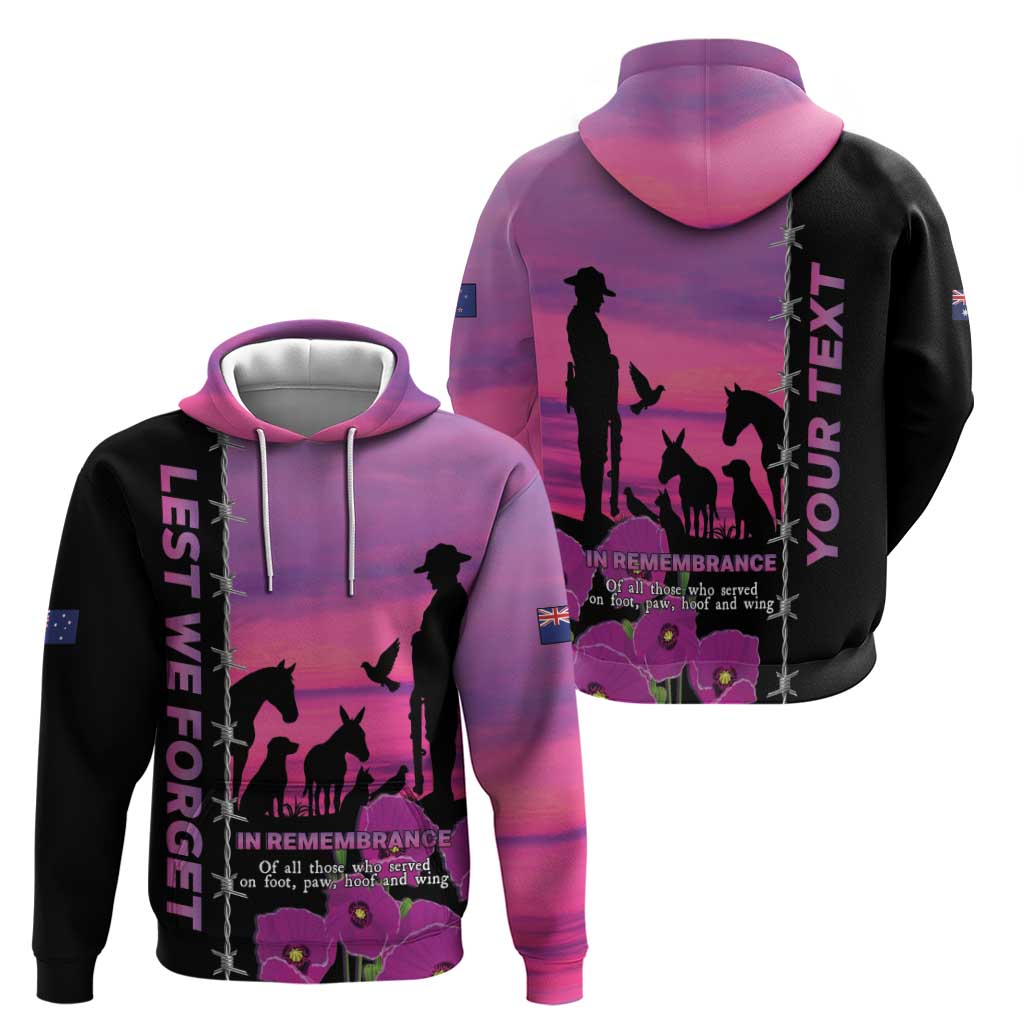 Personalised ANZAC War Animals Zip Hoodie Lest We Forget Memorial LT15 - Polynesian Pride