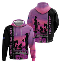 Personalised ANZAC War Animals Zip Hoodie Lest We Forget Memorial LT15 - Polynesian Pride