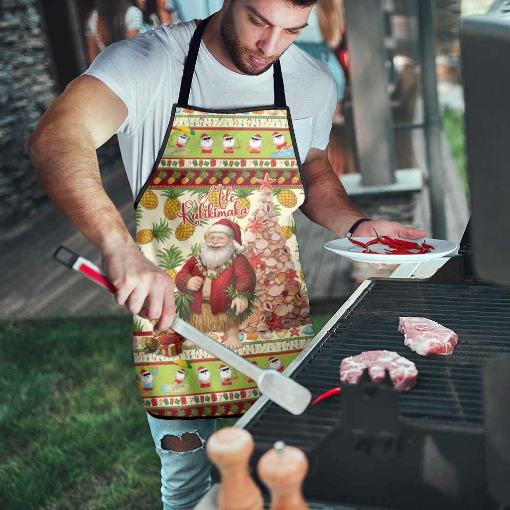 Hawaiian Santa Aloha Pineapple Christmas Apron Mele Kalikimaka - Polynesian Pride
