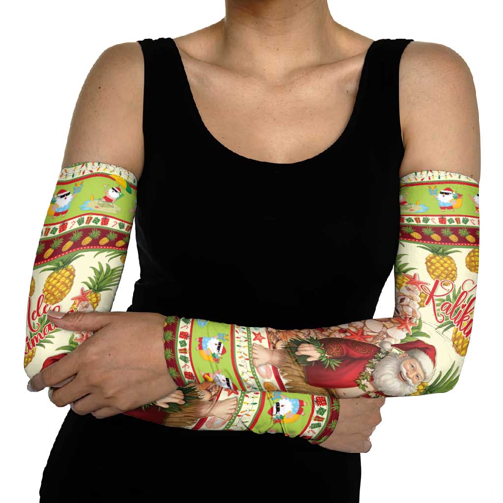 Hawaiian Santa Aloha Pineapple Christmas Arm Sleeves Mele Kalikimaka - Polynesian Pride