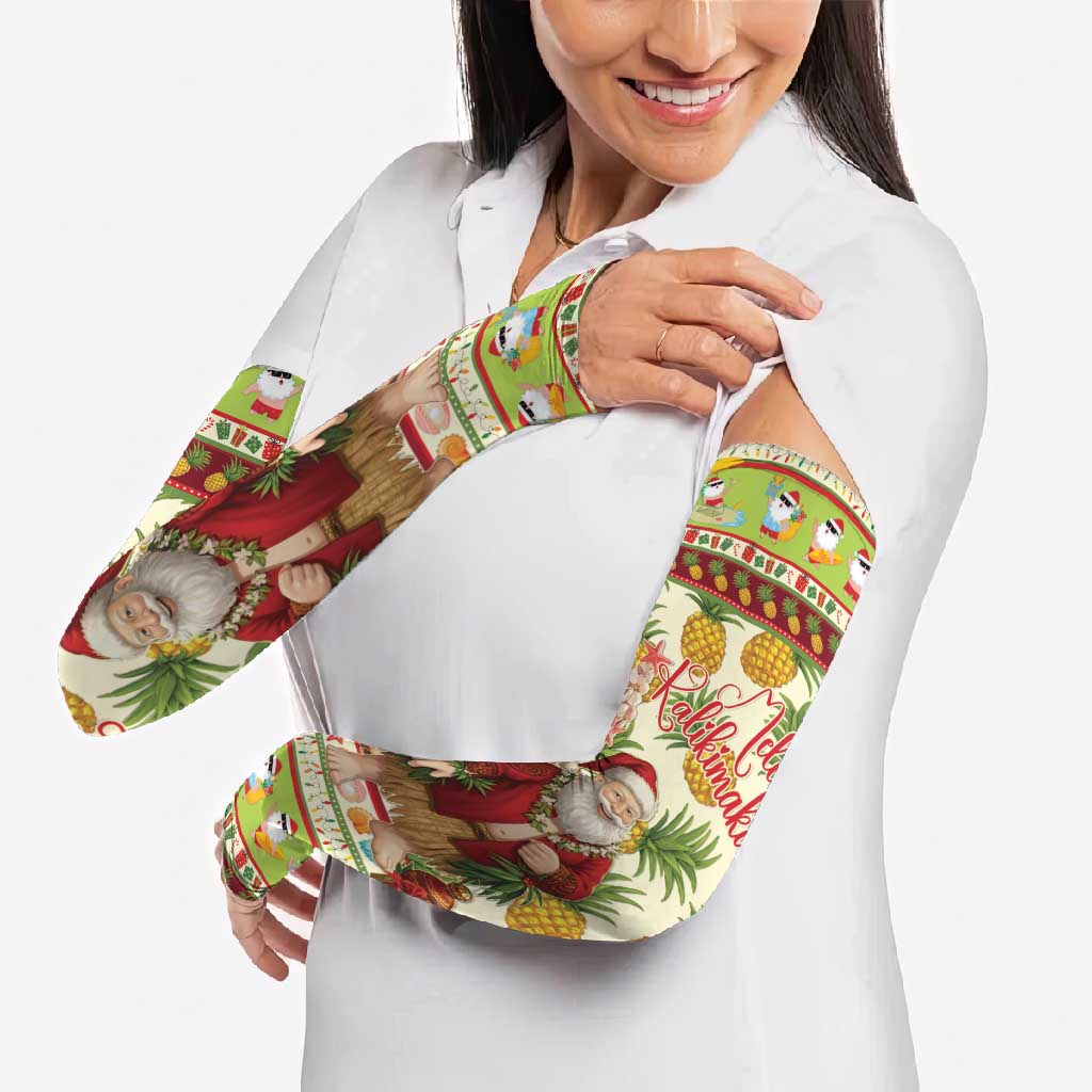 Hawaiian Santa Aloha Pineapple Christmas Arm Sleeves Mele Kalikimaka - Polynesian Pride