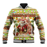 Hawaiian Santa Aloha Pineapple Christmas Baseball Jacket Mele Kalikimaka - Polynesian Pride