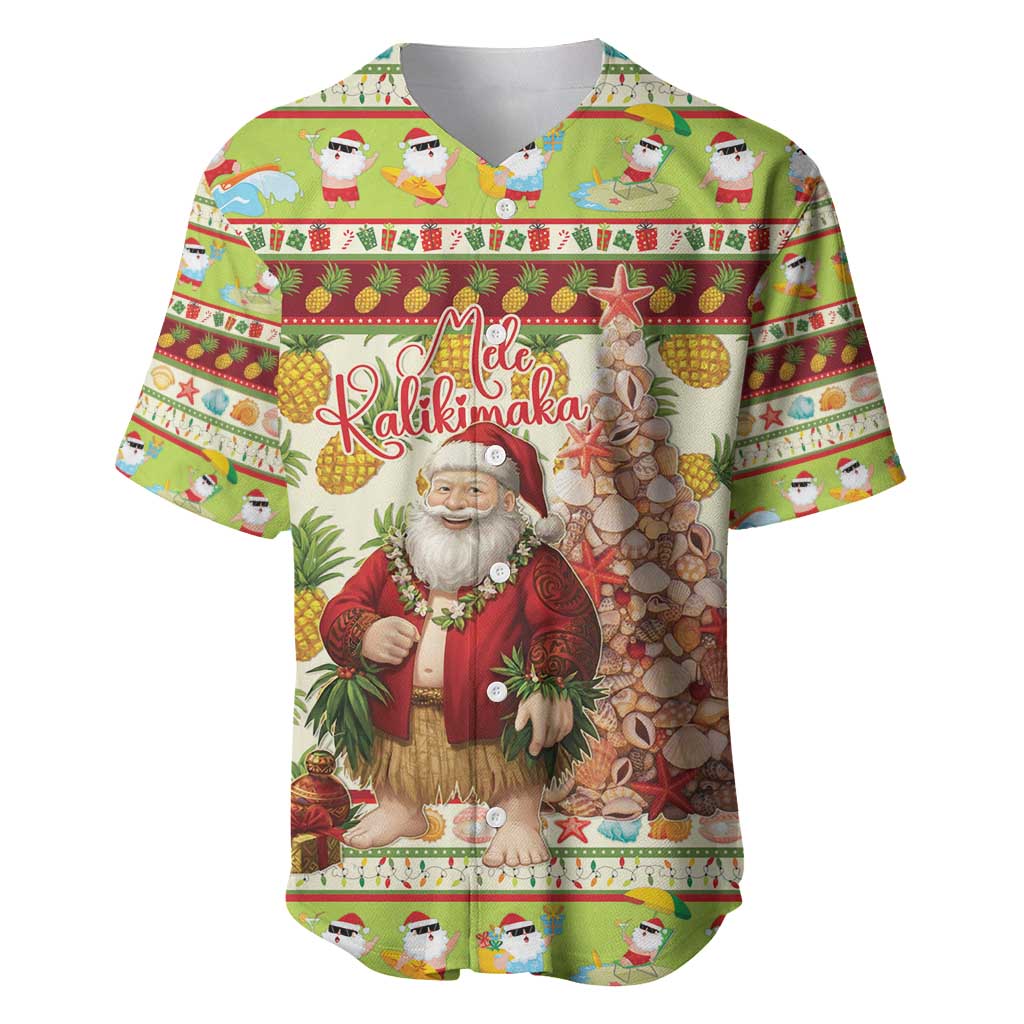 Hawaiian Santa Aloha Pineapple Christmas Baseball Jersey Mele Kalikimaka - Polynesian Pride