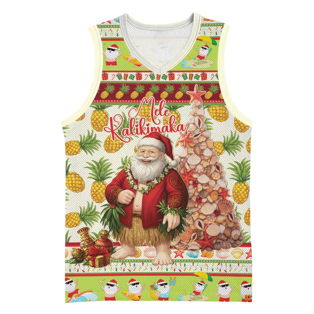 Hawaiian Santa Aloha Pineapple Christmas Basketball Jersey Mele Kalikimaka - Polynesian Pride