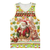 Hawaiian Santa Aloha Pineapple Christmas Basketball Jersey Mele Kalikimaka - Polynesian Pride