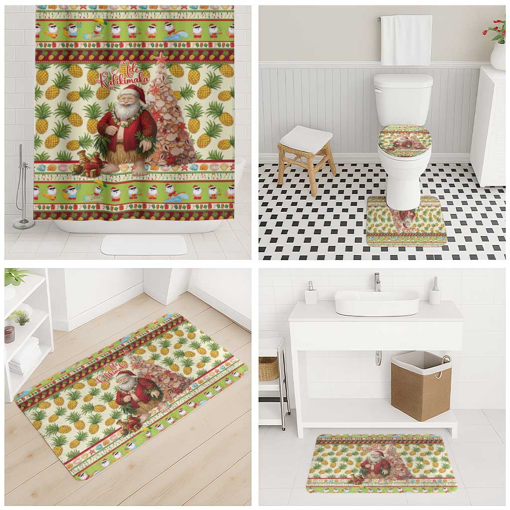 Hawaiian Santa Aloha Pineapple Christmas Bathroom Set Mele Kalikimaka - Polynesian Pride