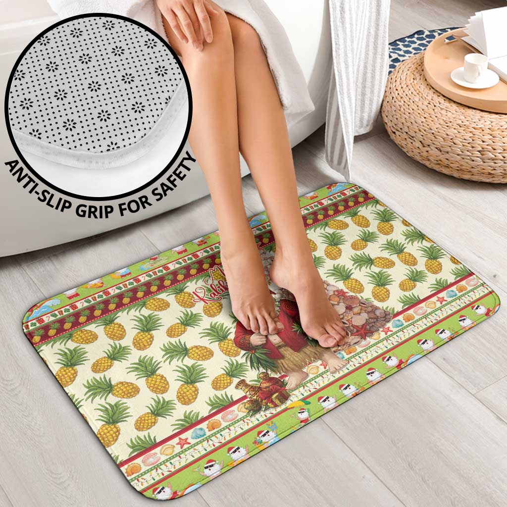 Hawaiian Santa Aloha Pineapple Christmas Bathroom Set Mele Kalikimaka - Polynesian Pride