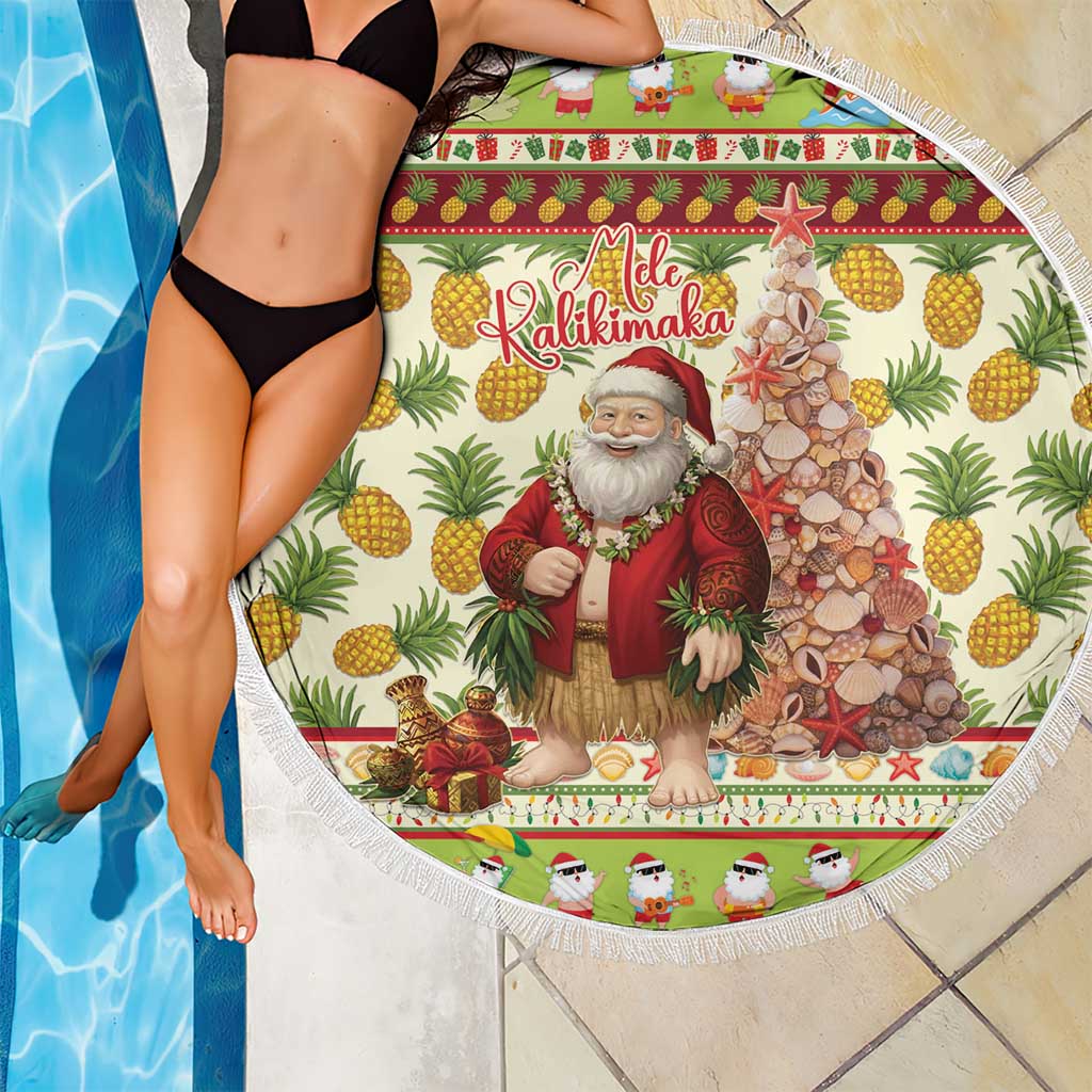 Hawaiian Santa Aloha Pineapple Christmas Beach Blanket Mele Kalikimaka - Polynesian Pride